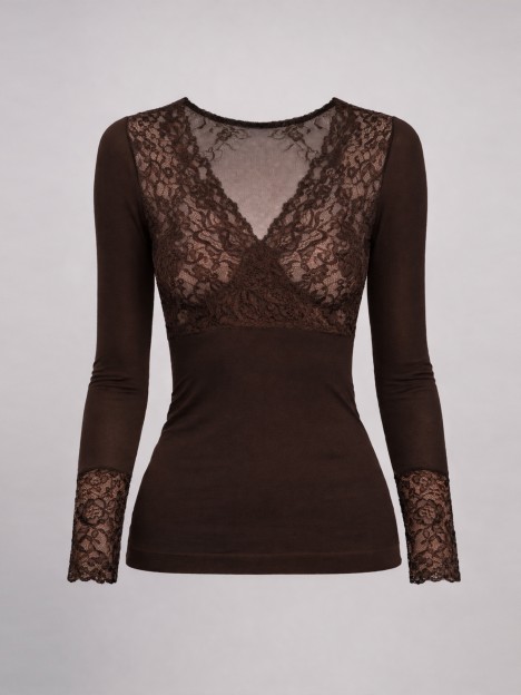 Camisola com renda em trespasse
