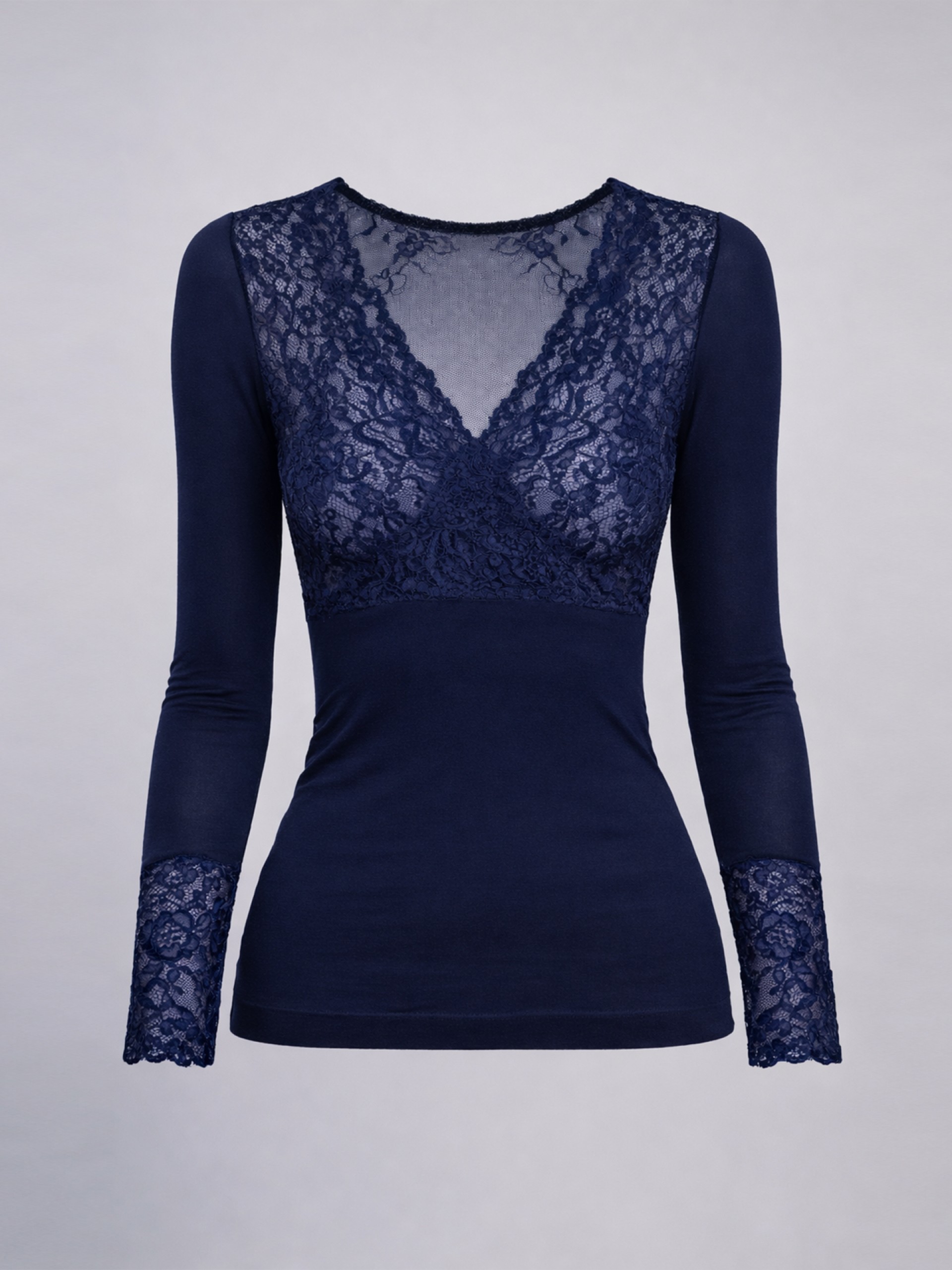 Camisola com renda em trespasse