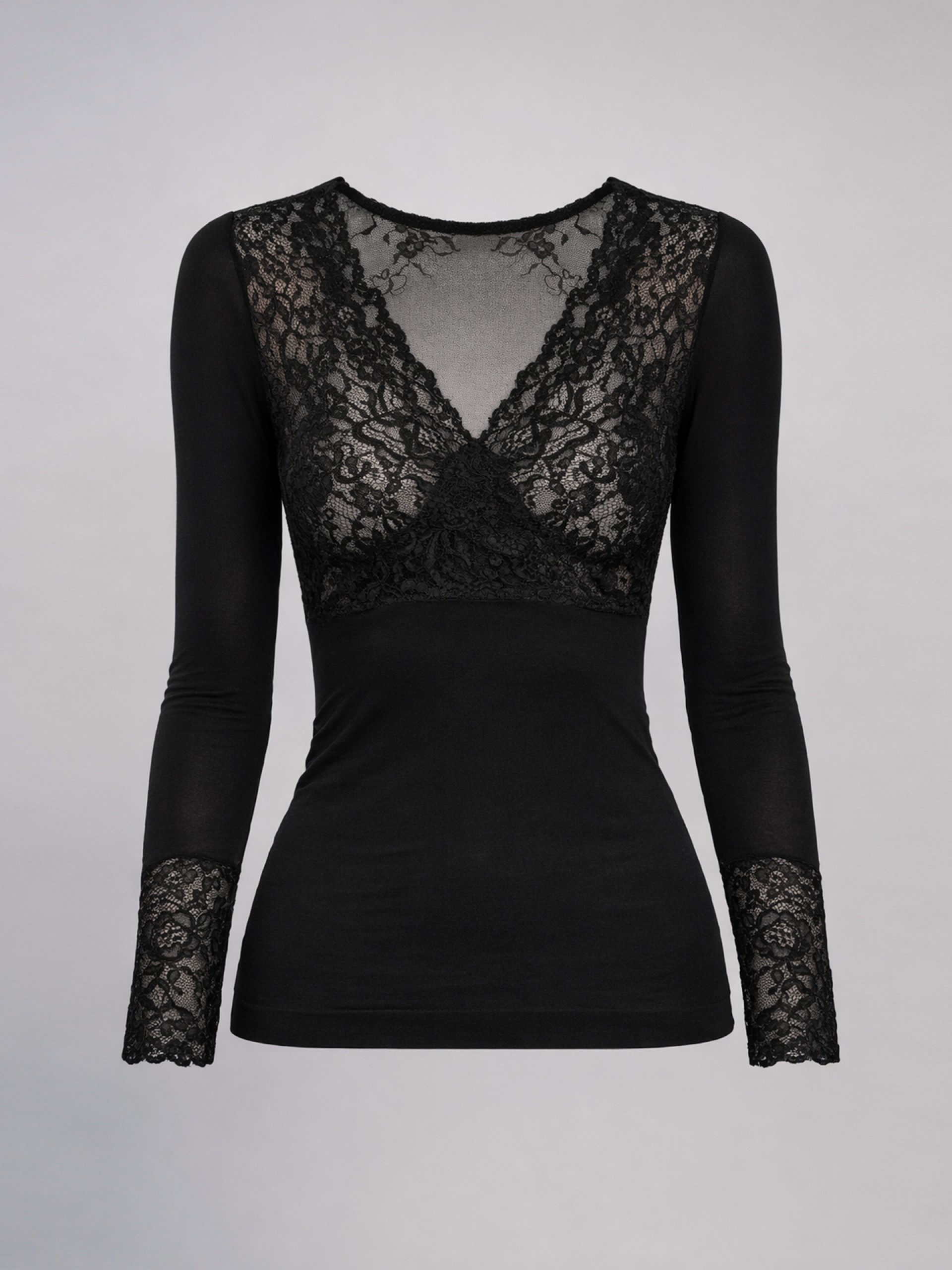 Camisola com renda em trespasse