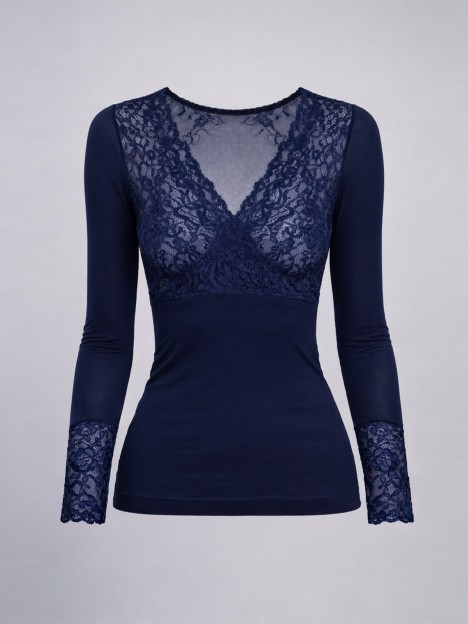 Camisola com renda em trespasse Camisola com renda em trespasse