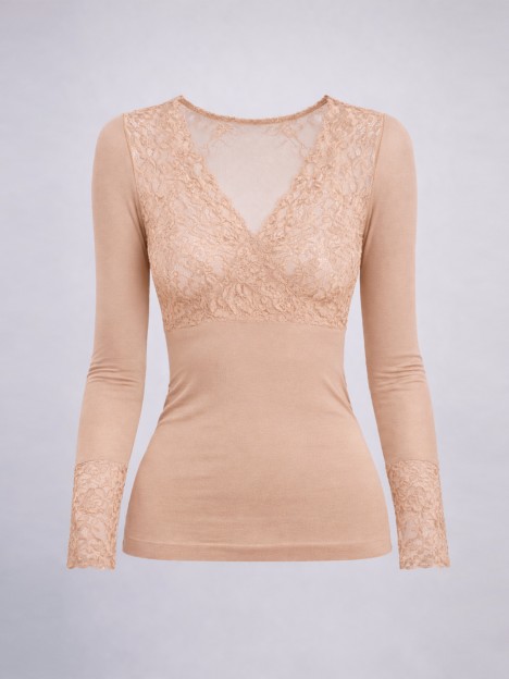 Camisola com renda em trespasse
